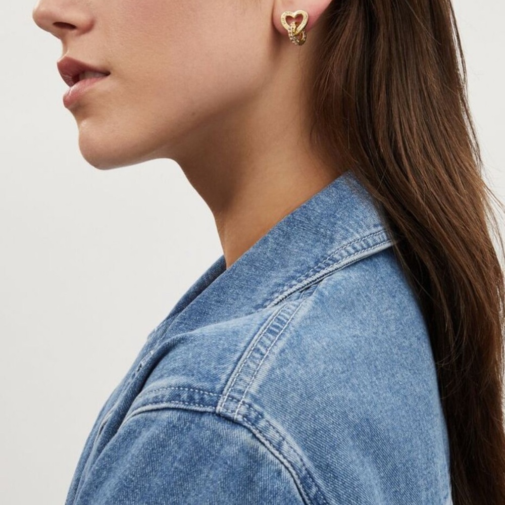 Coach Outlet Interlocking Open Circle Heart Earrings - Picture 5 of 5